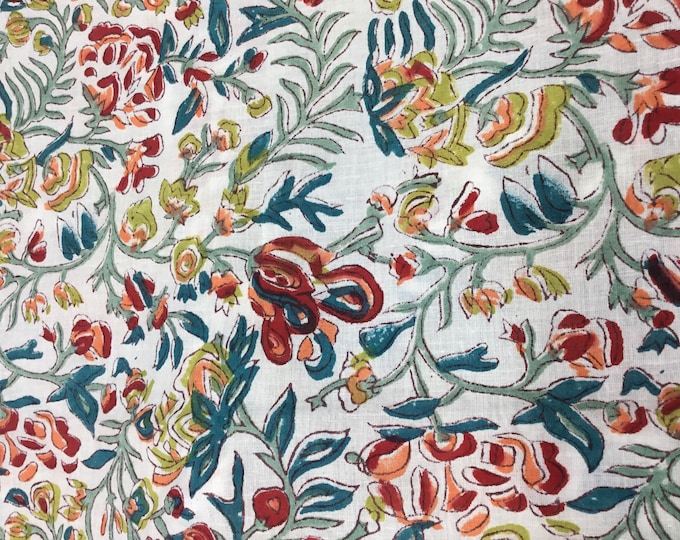 Indian block printed cotton muslin, hand made. Folklore Jaipur