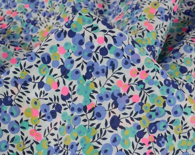 Tana lawn fabric from Liberty of London, Wiltshire blue fluo