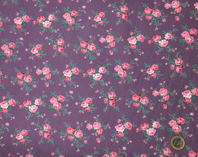 High quality cotton poplin dyed in Japan with vintage flowers