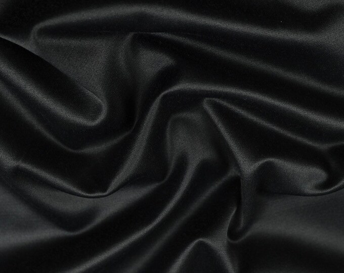 Faux silk satin fabric. Black