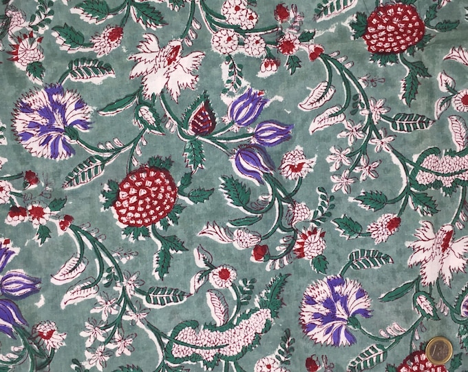 Indian block printed cotton muslin, hand made. Thistle Jaipur blockprint