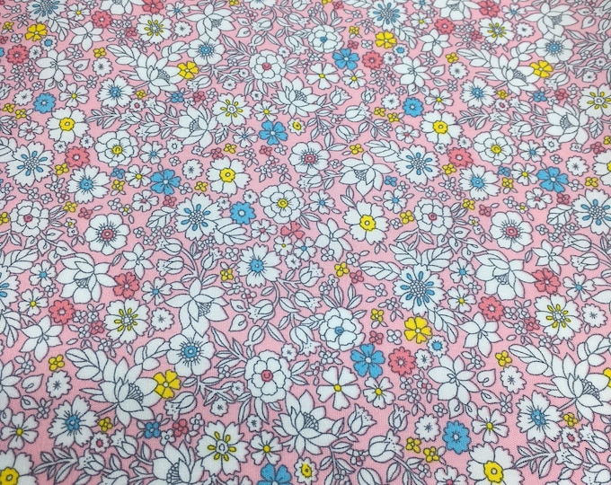 High quality cotton poplin with floral on pink, Heidi