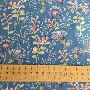 English Pima lawn cotton fabric, floral on sky blue image 5