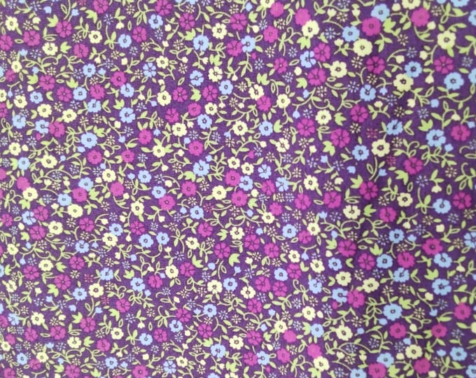 High quality cotton poplin dyed in Japan with vintqge Floral print on purple