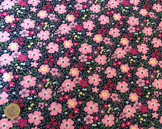 High quality cotton poplin dyed in Japan with flowers