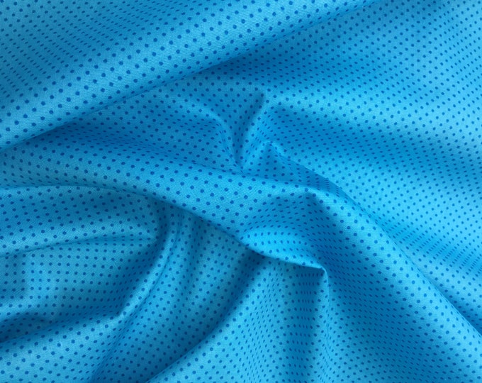 High quality cotton poplin. Dark turquoise polka dots on turquoise nr38