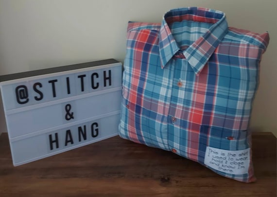 Personalised shirt Memory cushion, shirt pillow made from loved ones clothing, in memory, Dad, Grandad, Brother, Uncle, Son, keepsake