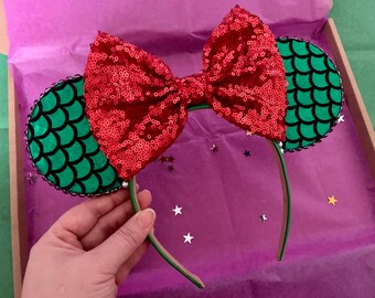 The Mermaid (Green) -  Handmade Mouse Ears Headband