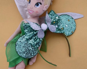 The Neverland Fairy - Handmade Tinkerbell inspired Mouse Ears Headband