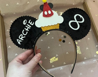 The Birthday Party - Handmade Personalised Disney inspired Birthday Party Mouse Ears Headbands