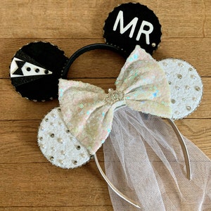 The Wedding - Handmade Bride and Groom Mouse Ears Headbands