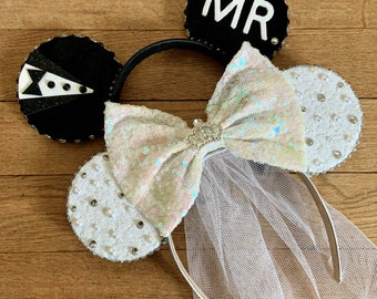 The Wedding - Handmade Bride and Groom Mouse Ears Headbands