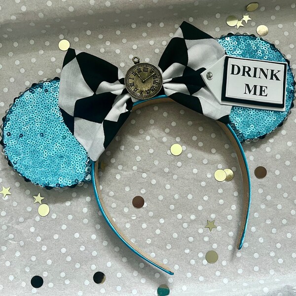 The Girl in Wonderland - Handmade Alice inspired Mouse Ears Headband