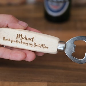 Wooden Bottle Opener Personalised-Personalised Bottle Opener -Custom Bottle Opener -Groomsmen Gift - Engraved Bottle Opener - Best Man Gift