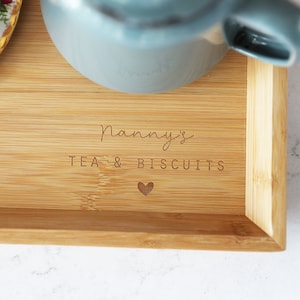 Personalised Bamboo Tray -Personalised Tray-  Wooden Tray Personalised - Gift For Nanny- Gift For Grandparents - Nanny's Tray - Serving Tray