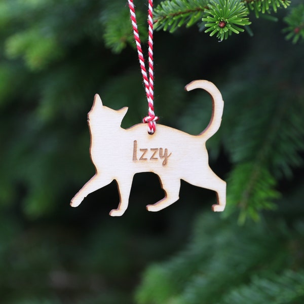 Personalised Cat Decoration - Cat Decoration - Cat Christmas Decoration - Pet Lover Gift - Cat Tree Decoration- Cat Bauble - Wooden Cat