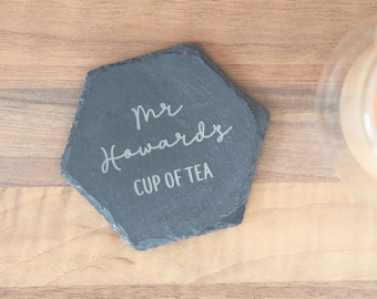 Personalized Slate Coaster – Engraved Teacher Gift