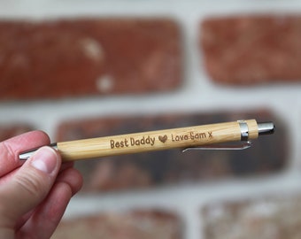 Eco-Friendly Personalised Bamboo Pen - Engraved for Best Dad/Mum - Ideal Gift for Him/Her