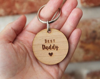 Personalised Keyring - Wooden Keyring - Keyring For Dad -Gift For Grandad -Gift for Him - Gift for Dad - Gift from Kids - Keyring Gift