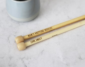 Personalised Bamboo Knitting Needles- Custom Knitting Needles - Eco Friendly -  Knitting Gift - Gift For Mum - Gift For Knitting Lover-