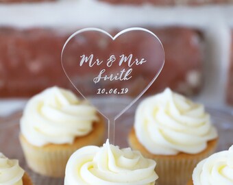 Pesonalised Wedding Cupcake Toppers Picks Sticks I Do Love Rustic Shabby Chic 10