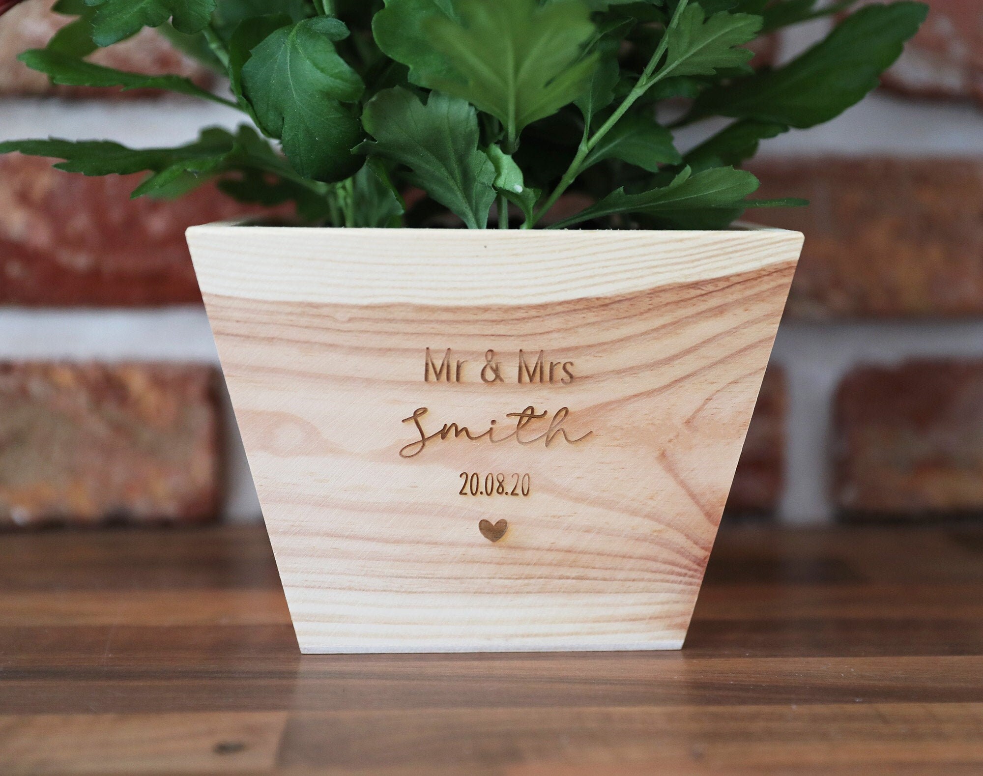Mr & Mrs Plant Pot Engraved Wooden Planter Personalised Etsy UK