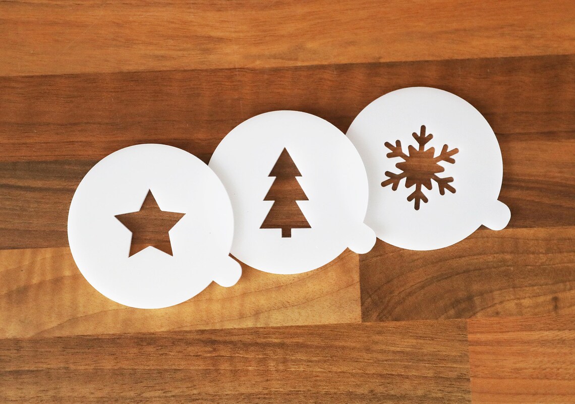 Coffee Stencil Christmas Tree Shaped Coffee Stencil Coffee Etsy