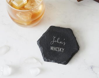 Personalized Slate Drinks Coaster - Engraved Whisky Gift