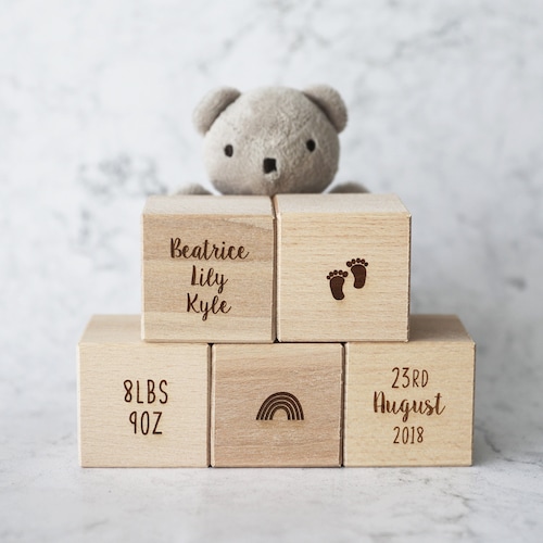 Personalised Engraved Wooden Blocks. New Born Baby Building Etsy