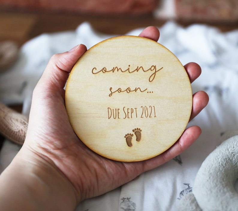 Wooden Pregnancy Announcement Baby Announcement Disc Baby Etsy UK