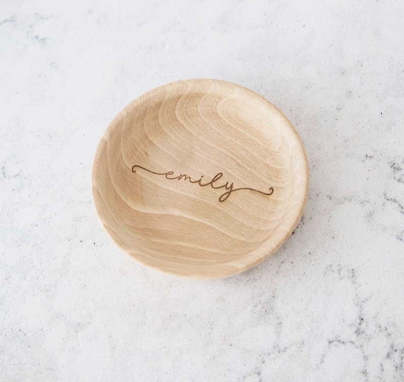 Personalised Wooden Trinket Dish Personalised Trinket Dish-Gift for Her Jewellery Dish-Small Wooden Tray-Wooden Coin Dish Ring Dish image 3