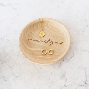 Personalised Wooden Trinket Dish Personalised Trinket Dish-Gift for Her Jewellery Dish-Small Wooden Tray-Wooden Coin Dish Ring Dish image 1