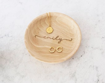 Personalised Wooden Trinket Dish- Personalised Trinket Dish-Gift for Her - Jewellery Dish-Small Wooden Tray-Wooden Coin Dish - Ring Dish