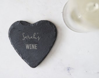 Personalised Slate Drink Coaster: Engraved Wine Lover Gift