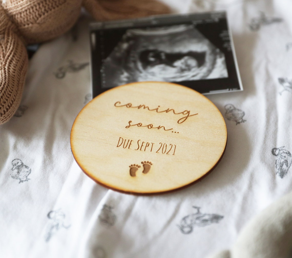 Wooden Pregnancy Announcement Baby Announcement Disc Baby Etsy UK