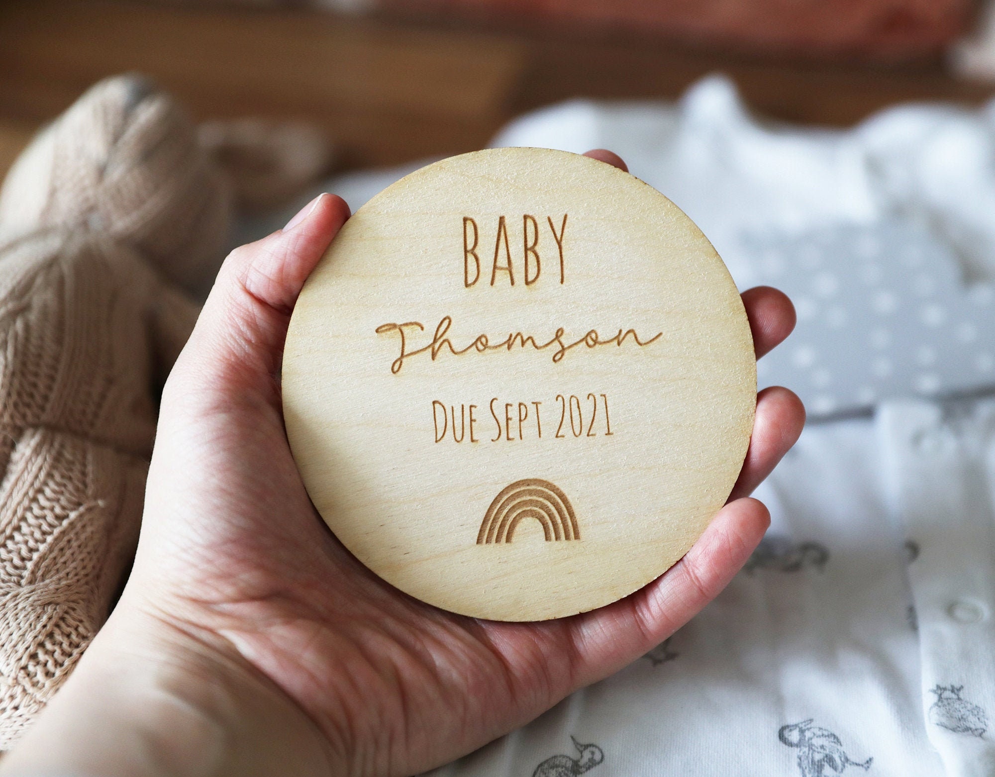 Wooden Pregnancy Announcement Baby Announcement Disc Baby Etsy UK