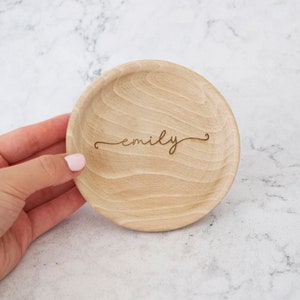 Personalised Wooden Trinket Dish Personalised Trinket Dish-Gift for Her Jewellery Dish-Small Wooden Tray-Wooden Coin Dish Ring Dish image 2