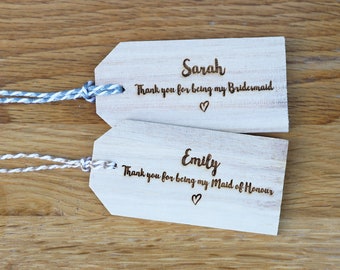 Personalised Wooden Gift Tag - Bridesmaid Gift Tag - Thank You For Being My Bridesmaid - Personalised Tag - Thank You Gift - Wedding Tags