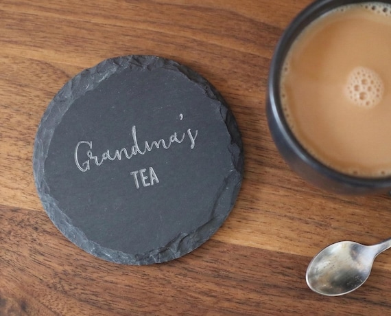 Personalised Slate Tea Coaster: Grandma, Nanny, Grandad Gift