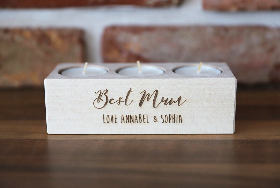 Personalised Wooden Candle Holder Personalised Tea Light Candle Holder