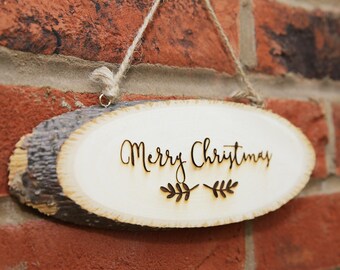 Merry Christmas Sign - Engraved Wooden Sign - Door Sign