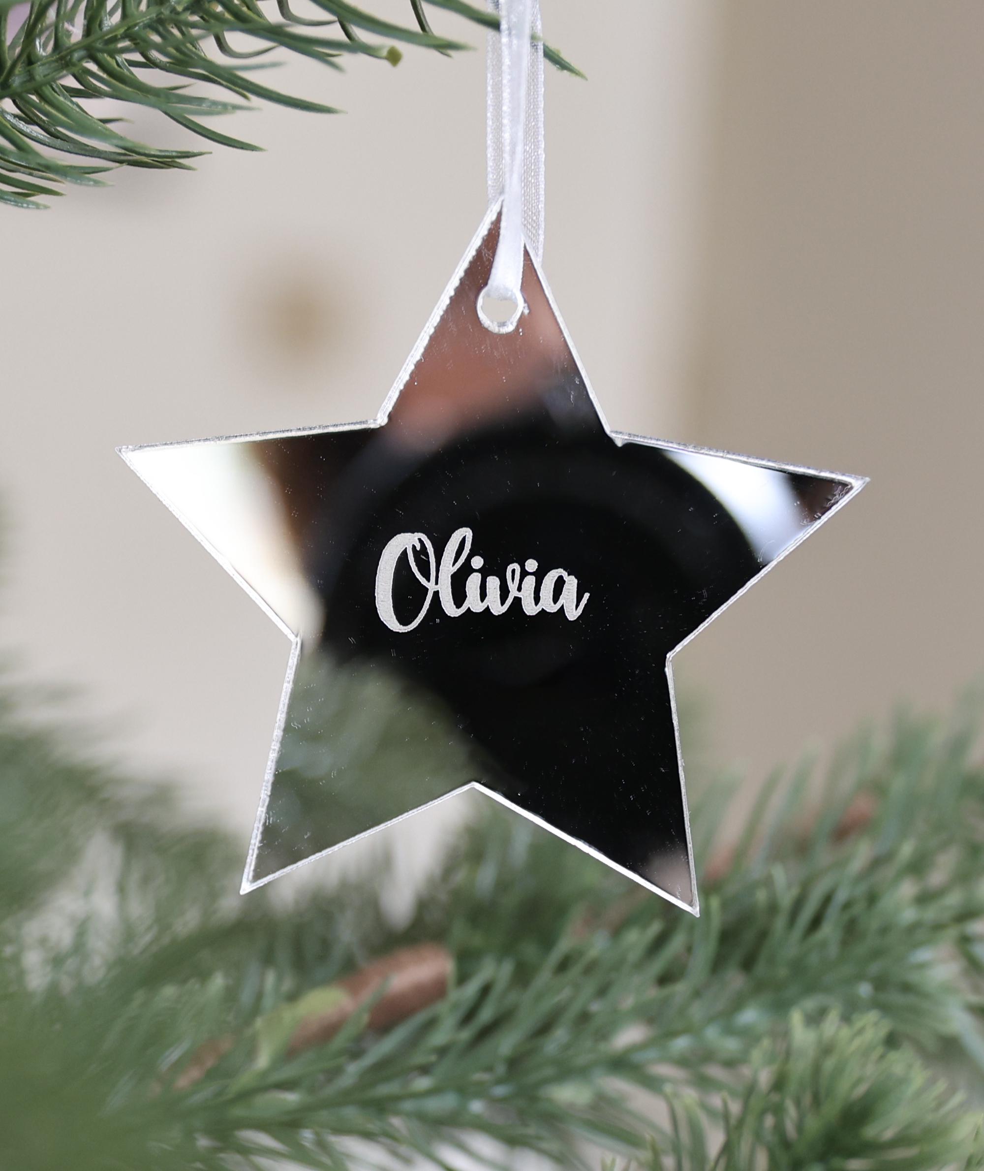Personalised Silver Mirrored Star Christmas Ornament - Etsy