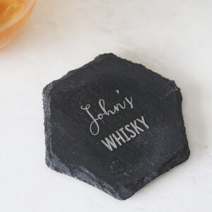 Bourbon Whiskey Themed Slate Drink Coasters - Set Of Square Gray Stone Coasters 6 thumbnail image