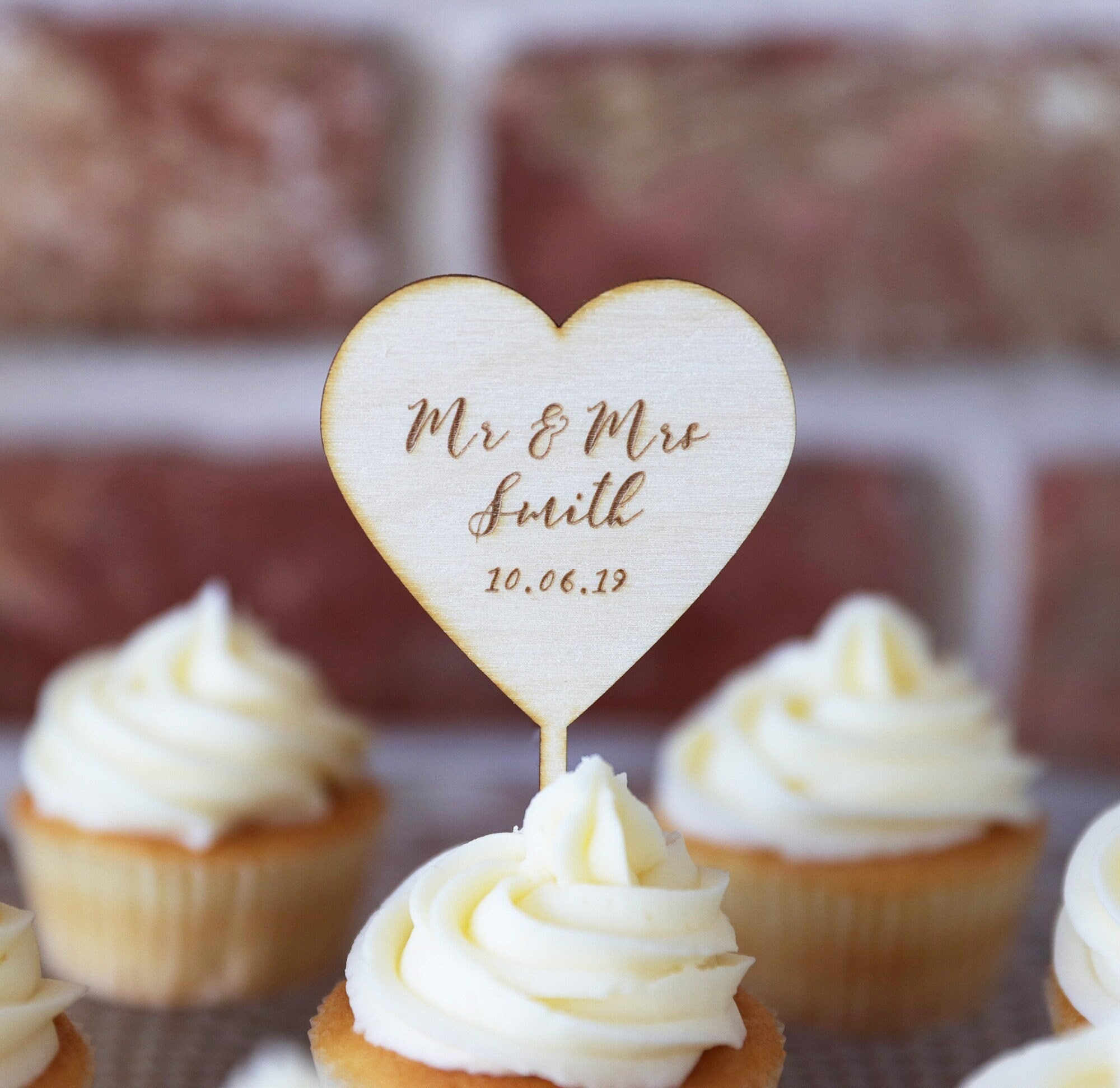 10 Mini disques acrylique argent MR & MRS mariage cupcake