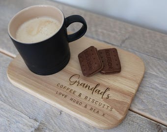 Personalised Wooden Tea and Biscuit Board: Engraved Gift Tray
