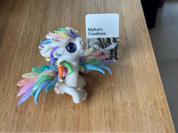 Rainbow polymer clay dragon