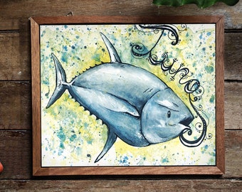 Tuna Fish Print | Fish Art Print | Ocean Life Wall Art | Water Color Nature | Endangered Species | Nature Lover Decor