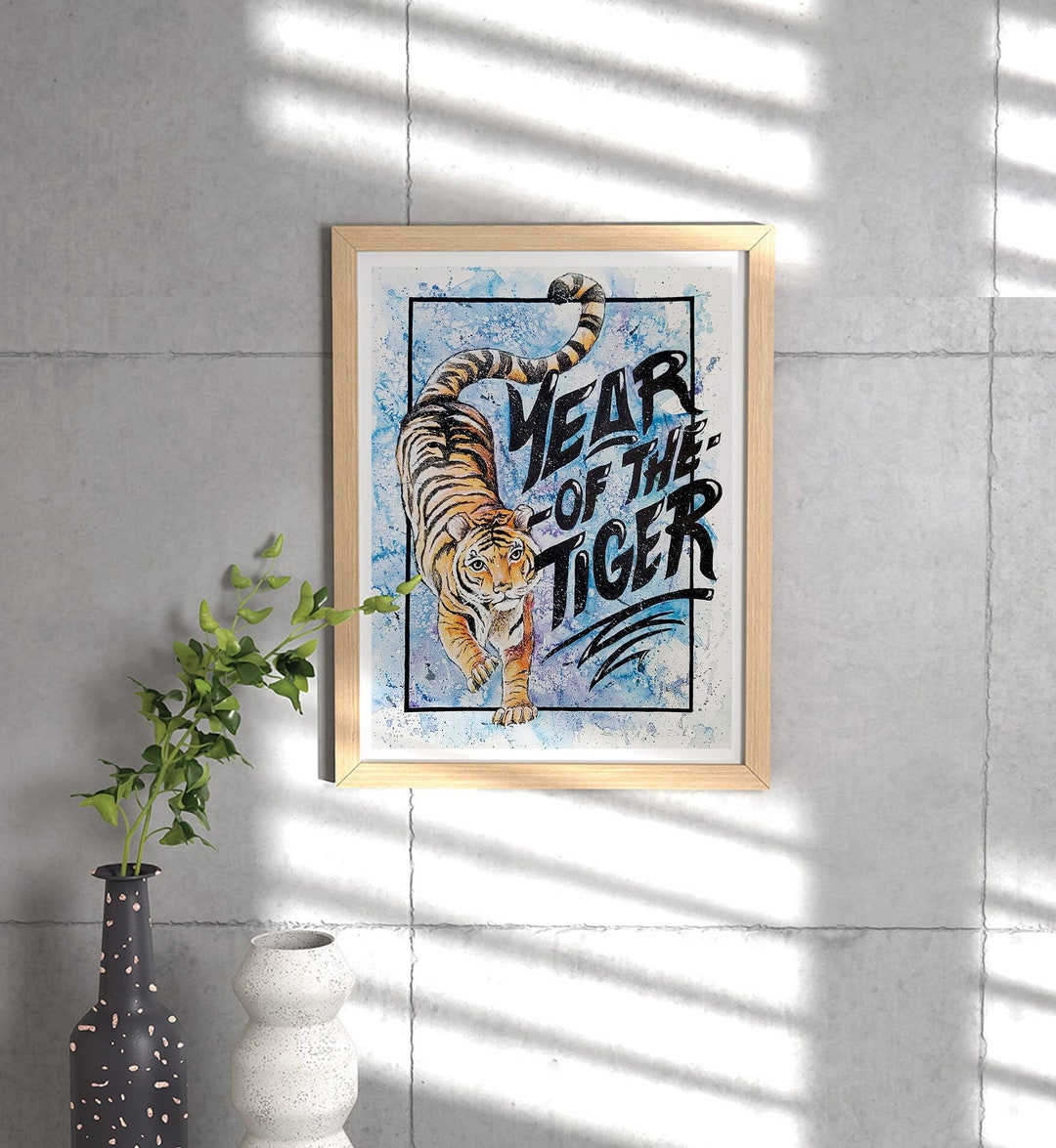 Year of the Tiger Baby Tiger Print Wall Art Water Color Nature Tiger