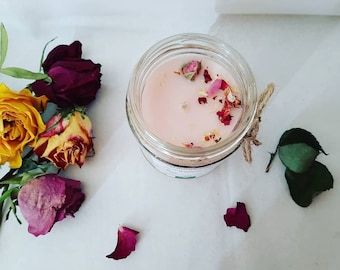 ROSE WONDERLAND Hand Poured Soy Candle 190ml Glass Jar, SPA Candle, Rose Candle, Sweet Orange, Musk, Jasmine, Vegan, Cruelty Free, Gift