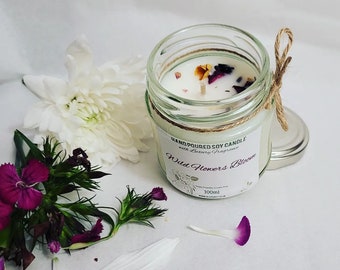 Wild Flowers Bloom Hand Poured Soy Candle 100ml Glass Jar, Floral Candle, Gift Candle, Mothers Day Candle, Vegan Friendly, Cruelty Free